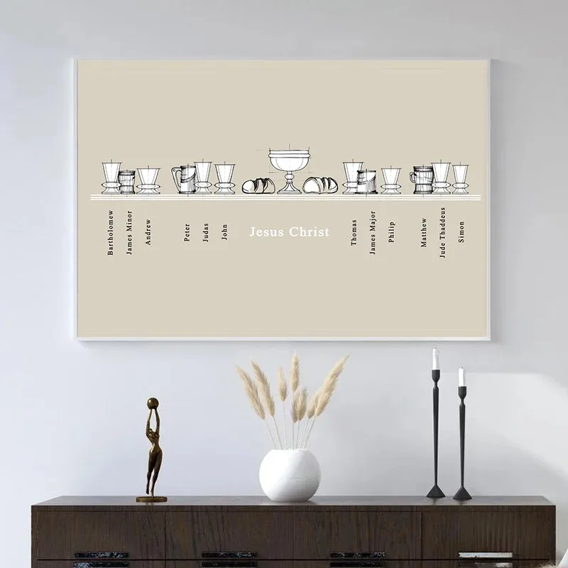 Minimalist Last Supper Sketches Canvas 3