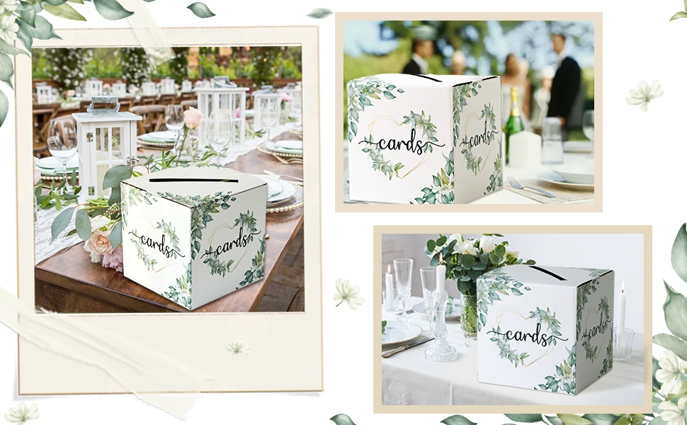 Description Picture 6 of itemWedding Card Box Foldable for Reception Love Eucalyptus Gift Card Box DIY Memory Money Card Box for Party Anniversary Supply