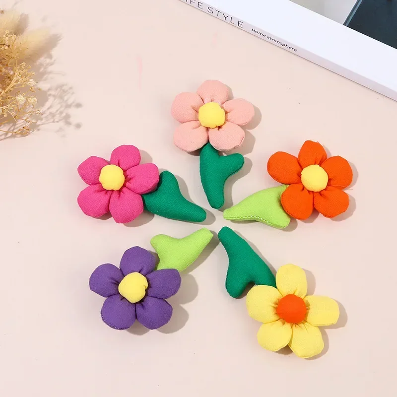 Girls Cute Flower Hair Clips Hairpins Children Soft Headwear Attractive Good Flower-Shaped Bag Pendant Brooch Hair Accessories