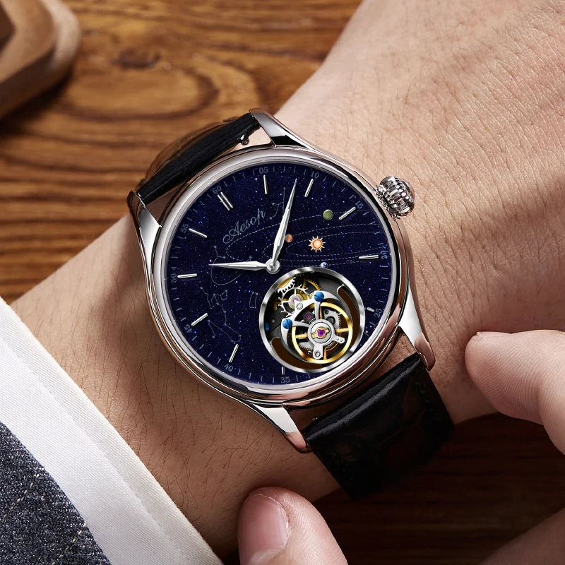 AESOP Flying Tourbillon Skeleton Mechanical Luxury Watches Waterproof Wristwatches Watch Brand For Men Movement Sapphire