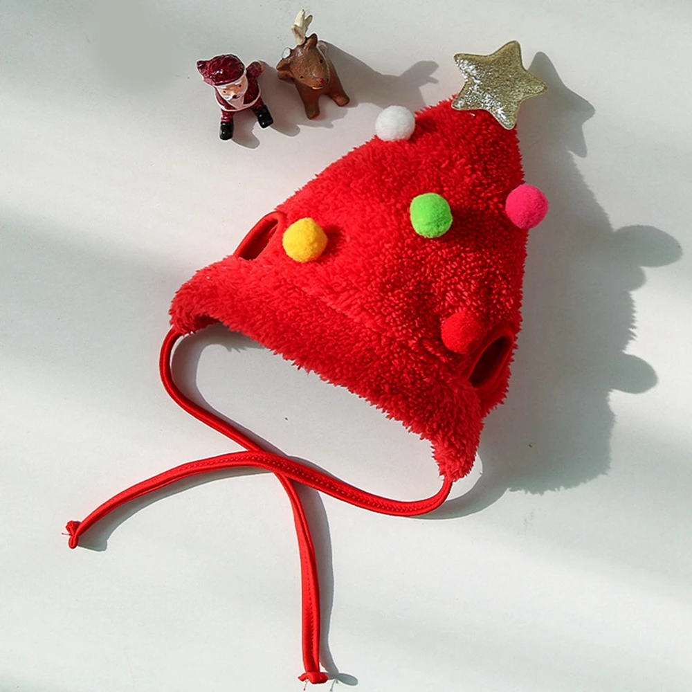 Title 14, Christmas Dog Bandana Hat Set Warm Plush Pet Ca...