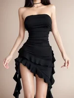 Summer Sexy Mini Dress Women Sleeveless Strapless Streetwear Backless Bodycon Black Dress Party A-LINE Dresses Y2k - Image 4