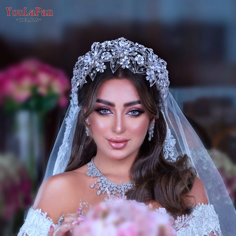 YouLaPan HP459 corona nupcial brillante, Tiaras y tocados de novia de