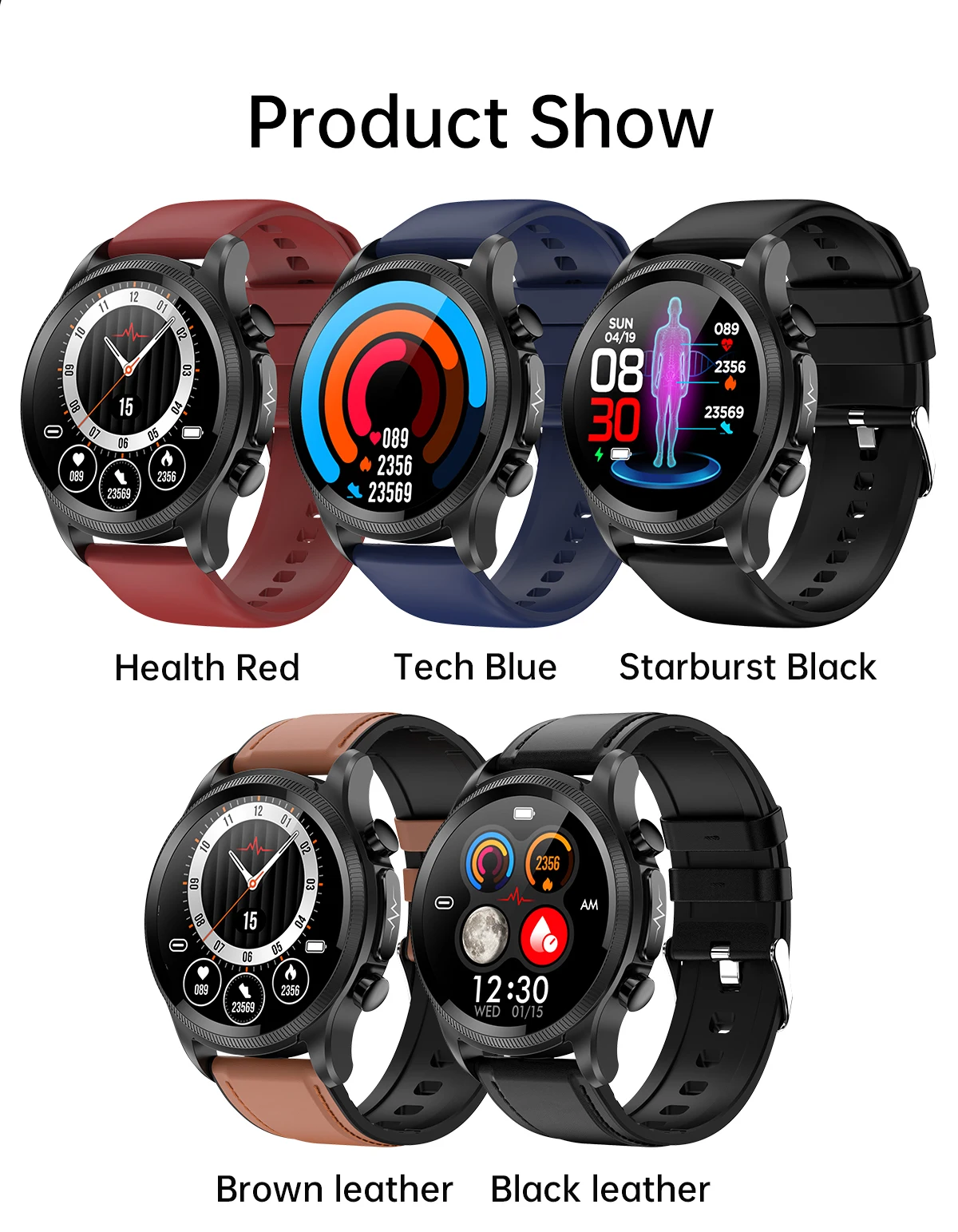 E400 Cardiac Blood Glucose High End Smart Health Watch Temperature Ecg