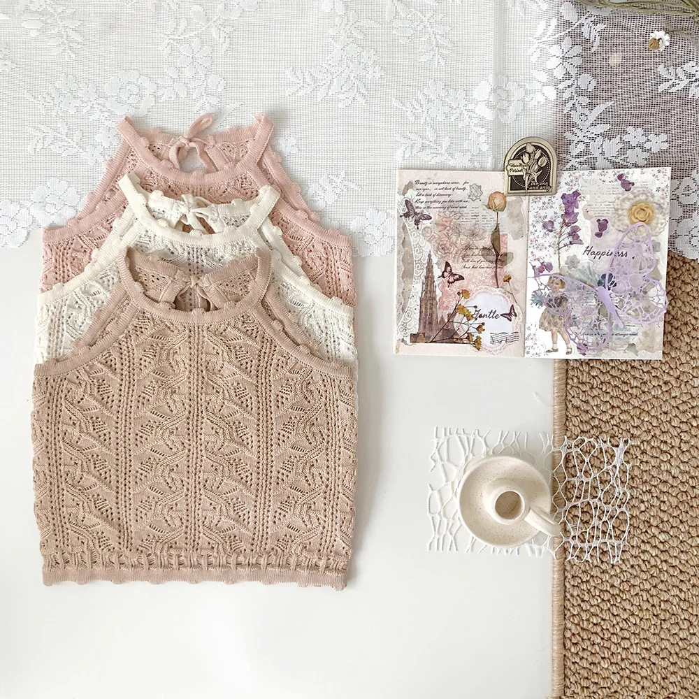 Girls Knit Vest Hollow Waistcoat String Baby Clothes