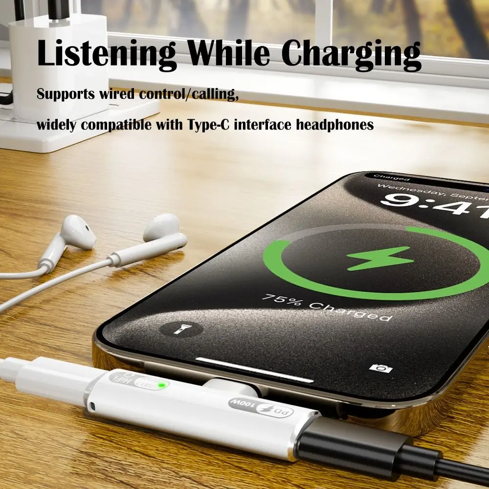 USB 3.2 Gen 2 타입 C 오디오 어댑터 고속 충전 PD 100W USB-C 이어폰 컨버터 2 in 1 10Gbps 헤드폰 커넥터 태블릿