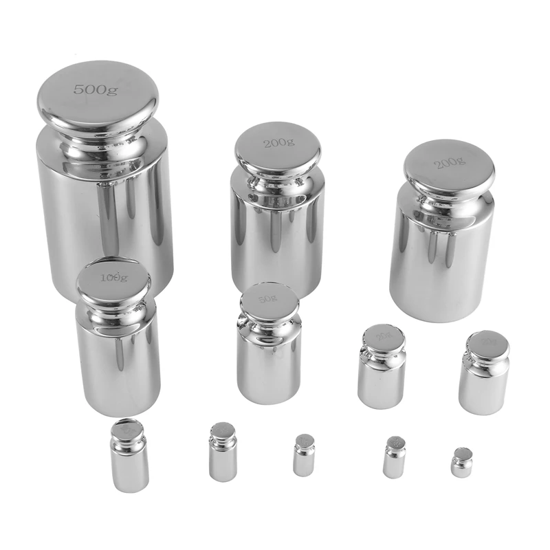 크롬 도금 체중계 무게 세트, 정확한 보정 세트, 가정용 주방 도구용 부품 키트, 1Mg- 500G, 24 개