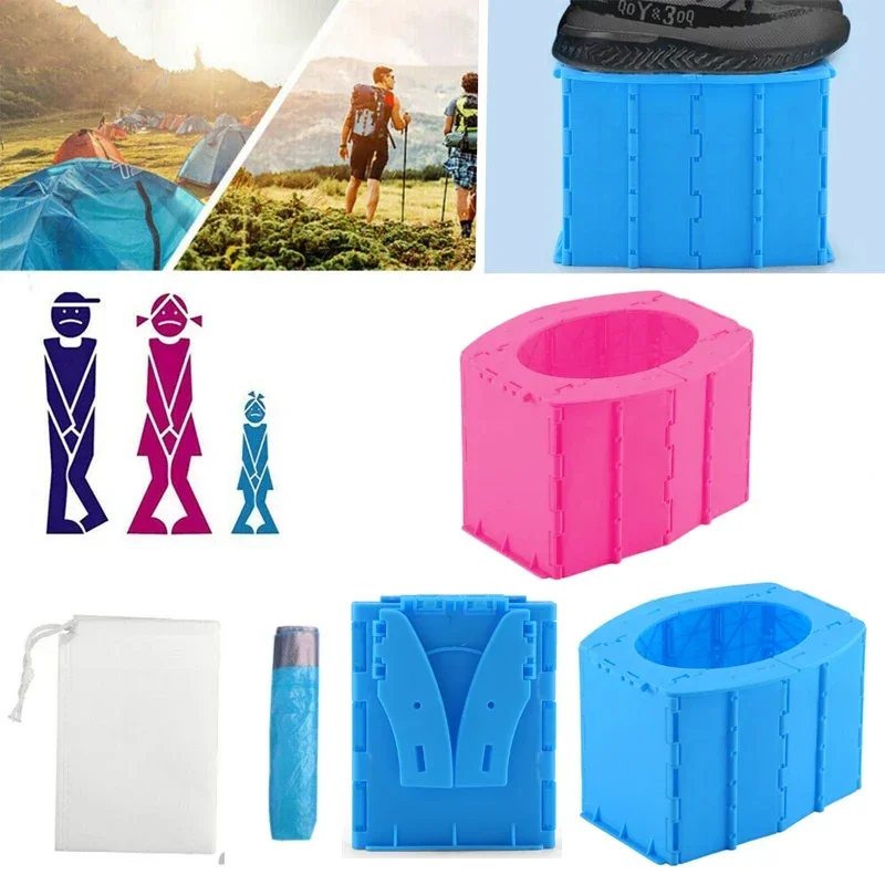 Folding Toilet Portable Toilets Seat Commode Potty Car Toilets Camping Toilet Travel Bucket Seat Camping Hiking Long Trip