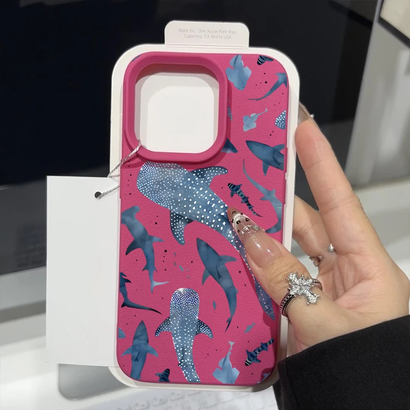 Whale Pattern Shockproof Soft Silicone Leather Texture Phone Case