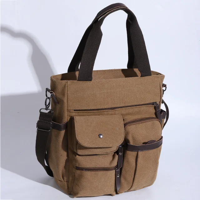 Sacs à main pour hommes, porte-documents en toile, sac à bandoulière pour Documents, fourre-tout de grande capacité pour ordinateur portable, sacs de voyage Vintage K004 1