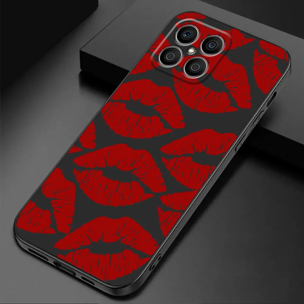 Sexy Red and Black Lips Kiss TPU Soft Phone Case - Elegant Armor  Cover