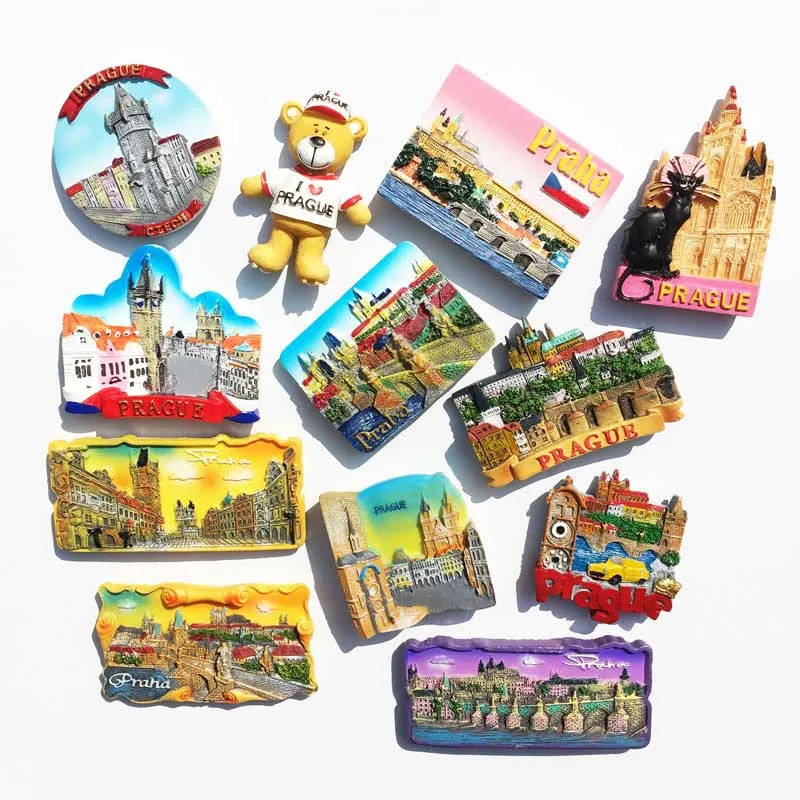 

Czech Republic Prague Cultural Landscape Tourism Souvenirs Fridge Magnets Hand-painted Magnetic Refrigerator Stickers Home Decor
