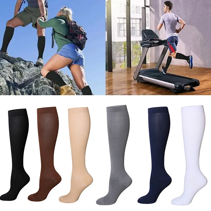 Men Solid Color Sock Sports Cycling Socks Cotton Knee High Socks Quick Drying Professional Football Hiking Running Long Sock cycling socks