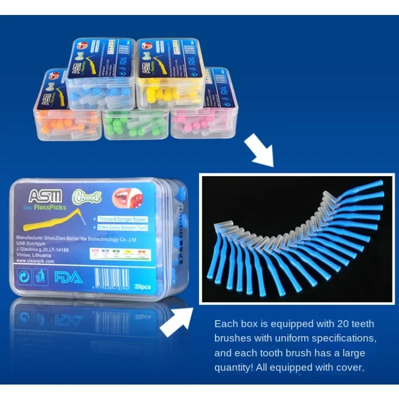 

2PCS Push-Pull Interdental Brush L Shape Curved Teeth Brush Tooth Cleaning Tooth Socket Toothbrush Tooth Gap Cleaning Brush
