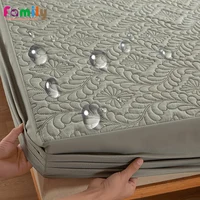 100% Waterproof Quilted Mattress Cover Protector Breathable Antibacterial Fitted Sheet with Elastic Band Queen King Bed Sheet 1