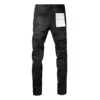 Purple New Men's Knee Ripped Straight Jeans American High Street Inkjet Black Stretch MEN JEANS 2