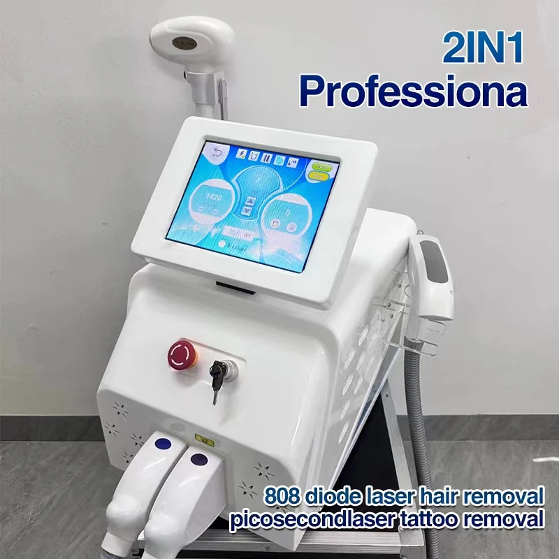 

2 in 1Multifunctional 808nm laser hair removal machine freckles pigmentation nd yag eyebrow picosecond laser tattoo removal