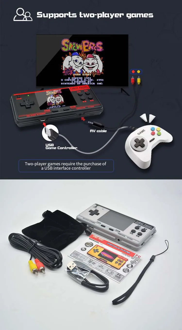 Portable Video Game FC3000 V2 Handheld Game Console IPS High HD Screen 3.0 Inch 5000+ Retro Games Player Controller Gamepad 2022