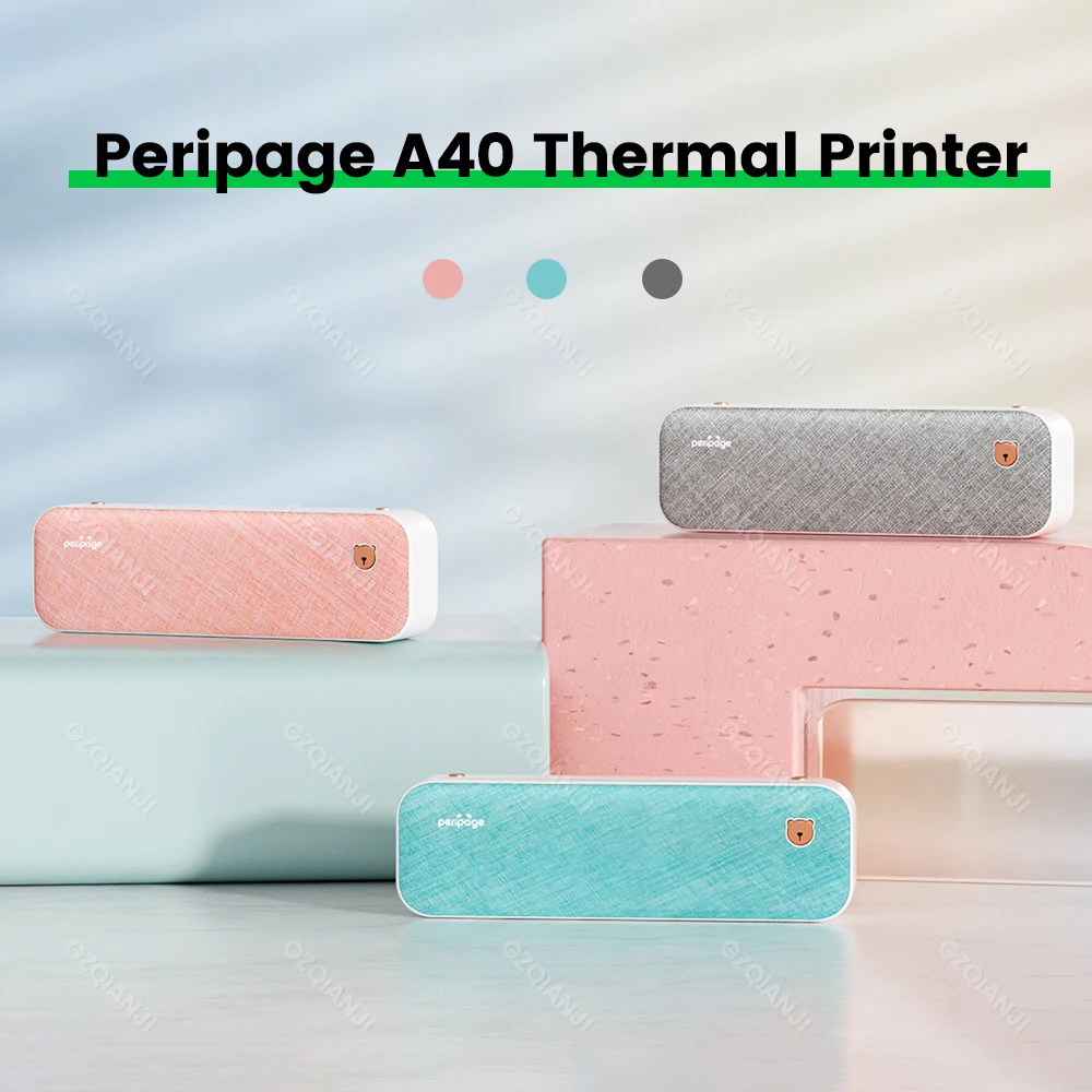 Peripage A40 Thermal Printer Wireless Tattoo Transfer Maker Bluetooth USB Mobile PC Text PDF Document Printing with Papers