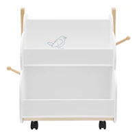 2 Tiers Cloud-shaped Children's White Bookcase with 4 Universal Wheels Easy to Move & Fix 1