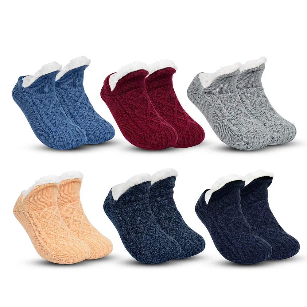 

Home Comfort Floor Socks Women's Winter Velvet Thicken Warm Striped Slippers Sock Men Silicone Non Slip Sleep Outdoor Snow Sox