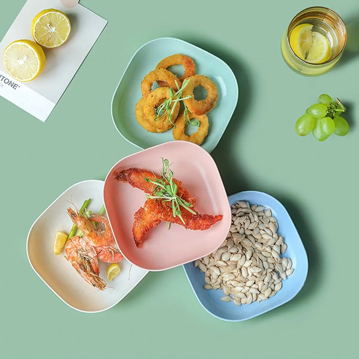 10Pcs Wheat Straw Plates Deep Dinner Plates Plastic Reusable for Dinner Dishes for Kids Adult Assorted Colors Dinnerware