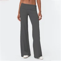 Casual Wide Leg Sweatpants for Women Fold Over Low Rise Flare Yoga Lounge Pants Back to School Clothes for Teen Girls Outfits - Image 6