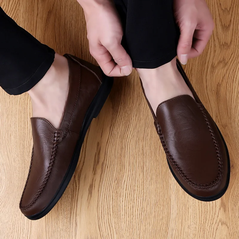 Flat bottomed business men's leather shoes gentleman Minimalist and retro style Daily formal office Plus Size Comfortable shoes 2