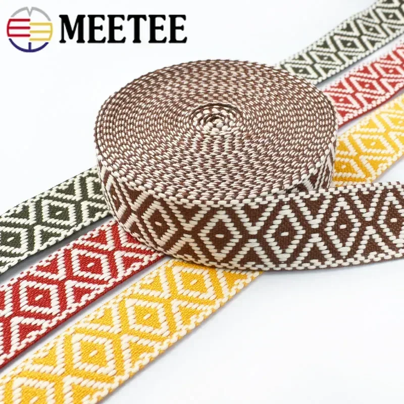 5/10Meter 38mm Jacquard Webbing Polyester Cotton Ribbon