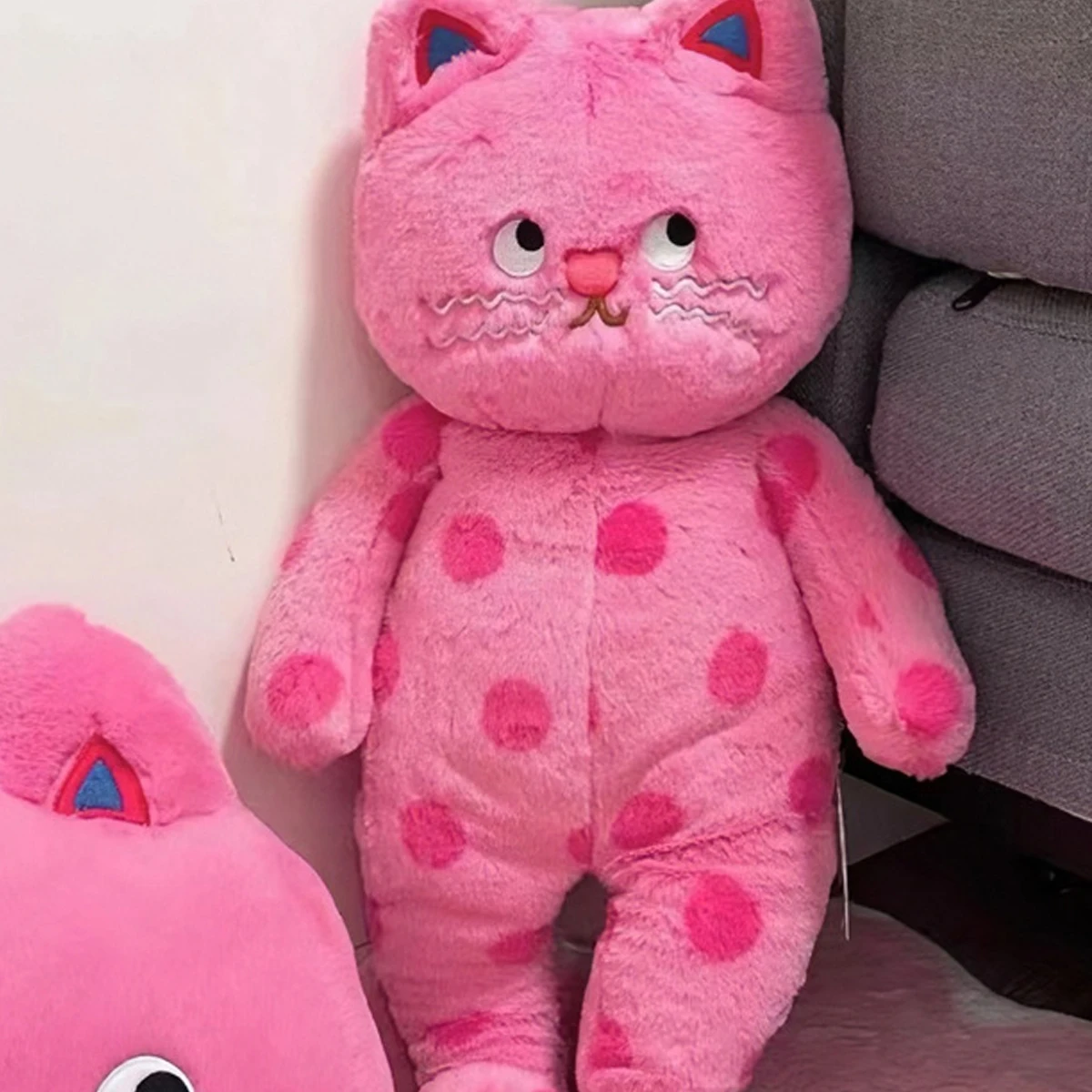 Smiling Critters plush toy pink polka dot plush cat puff plush doll decoration soft filling toy children's gift 5