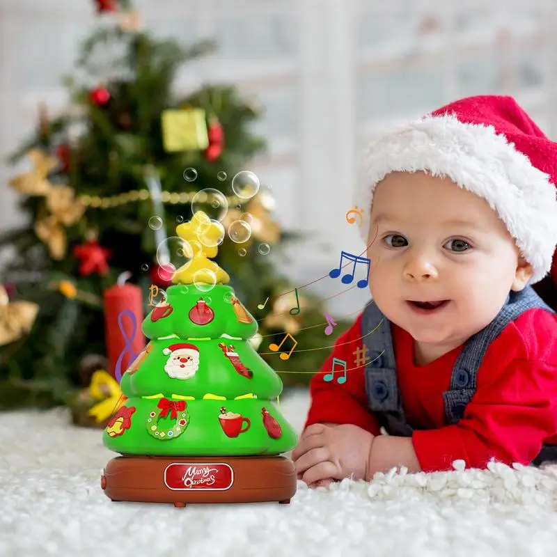 Christmas Tree Music Box Bubble Machine Toy Bubble Machine With Lights Christmas Music Children Decorating For Children For