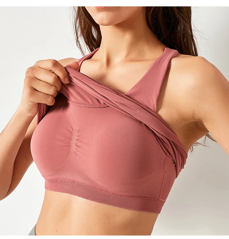 Top Women Bra Sexy  Breathable Underwear Cross Back strap padded Running Fitness   Yoga Vest  For Women Gym