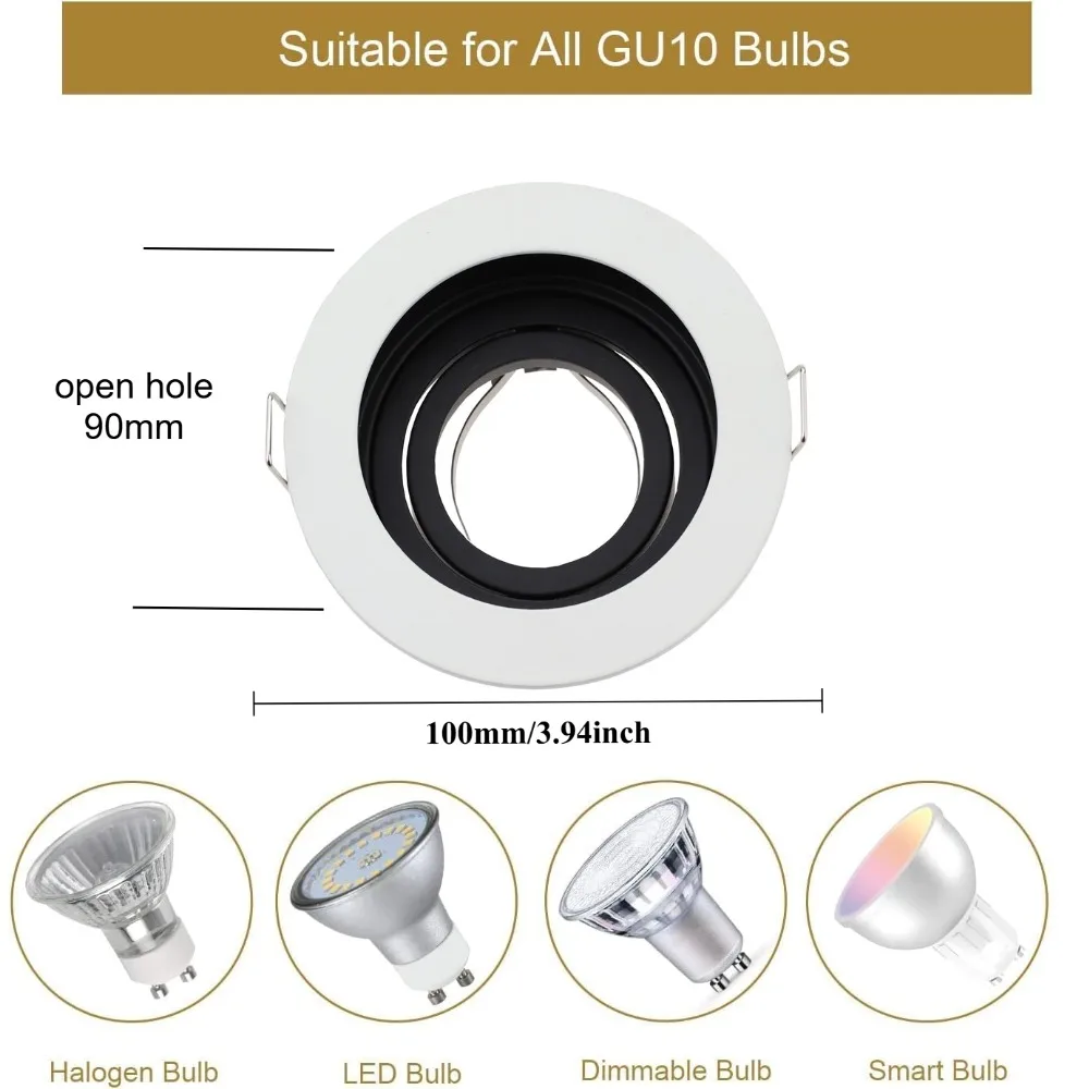 1/10PCS 라운드 스퀘어 매립형 LED 통 조절 가능한 천장 조명 GU10 MR16 스포트 라이트 홈 거실 침실 조명