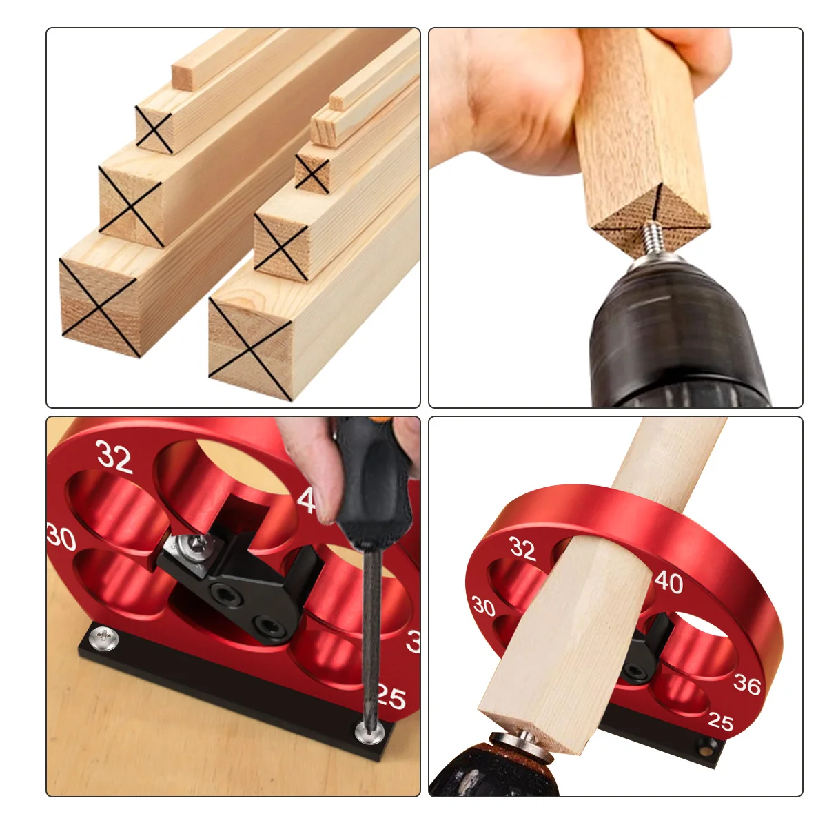 Dowel Maker Jig con 8 fori di dimensioni e piastra di taglio regolabile