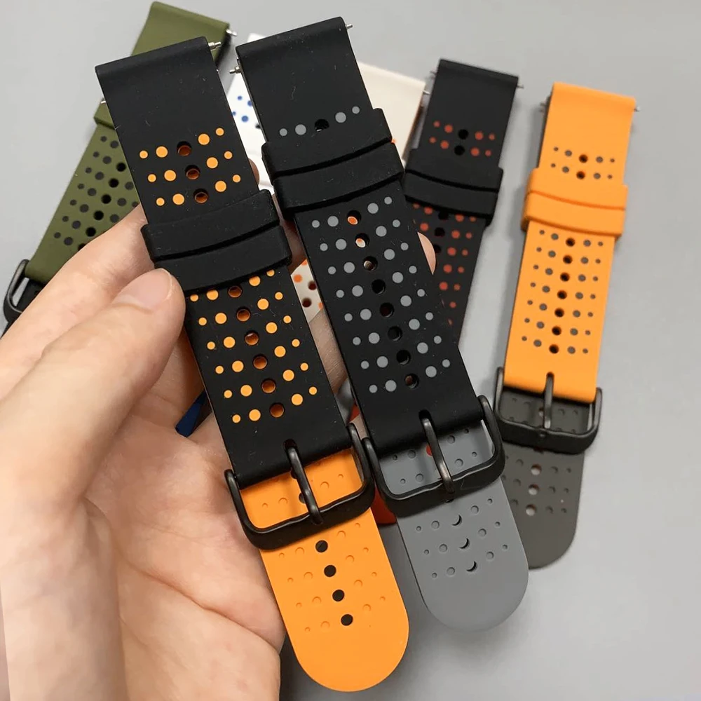 Breathable Silicone Strap 22mm Replacement Wristband Bracelet