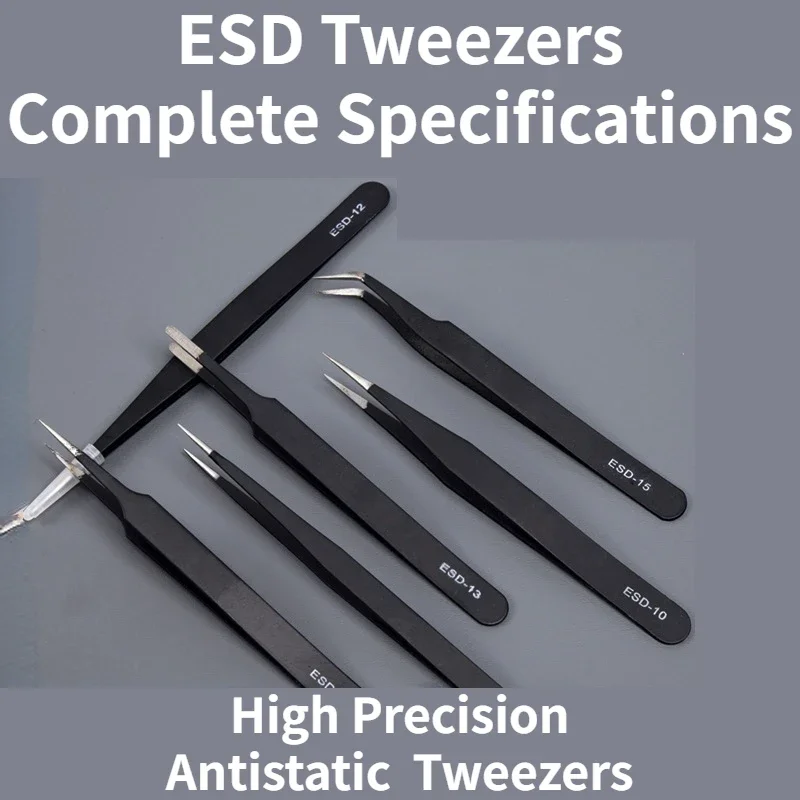 Tweezers,Upgraded Anti-Static Stainless Steel Curved of Tweezers, for Electronics,Laboratory Work,Jewelry-Making,Craft,Soldering