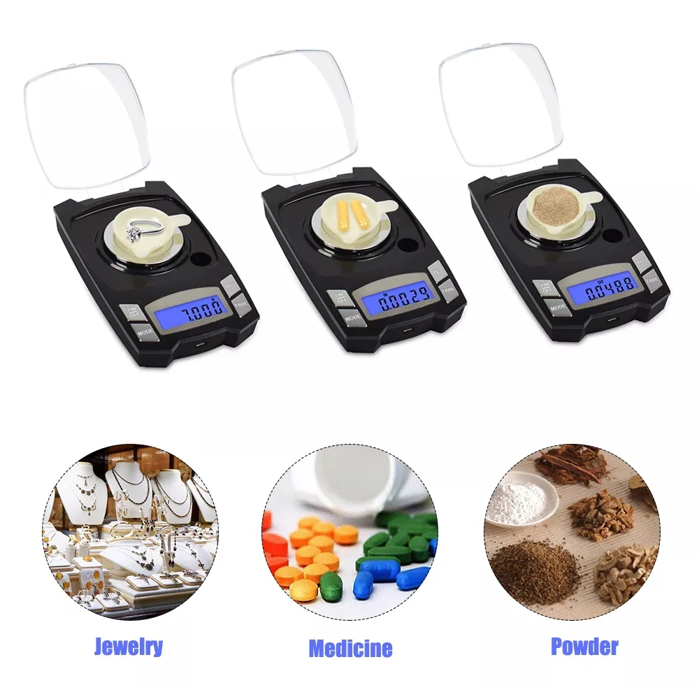 NEWACALOX 미니 디지털 포켓 체중계, USB 충전 밀리그램 체중계, 100g, 50g x 0.001g, 정밀 쥬얼리 의학 실험실 체중계, 0.001g