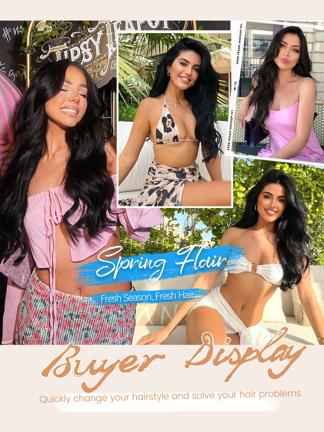 Synthetic Curly Wavy Hair Extensions for Women