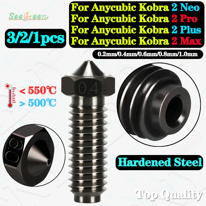 Alta Precisione Ad Alto Flusso Per Anycubic Kobra 2 Ugello Neo Vulcano 0.4Mm Ugelli In Ottone Acciaio Duro Per Anycubic Kobra 2 Pro
