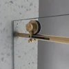 6076 Brushed Gold frameless one fixed and one shifted Shower Door,70MM 304 stainless steel large pulleys with adjustable 4