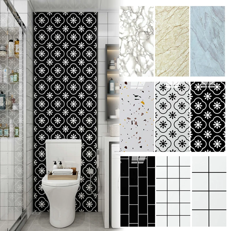 Toilet Bathroom Waterproof Stickers Self-adhesive Wallpaper Toilet Wall  Covering Renovation Moisture-proof Ceramic Wall Stickers - AliExpress