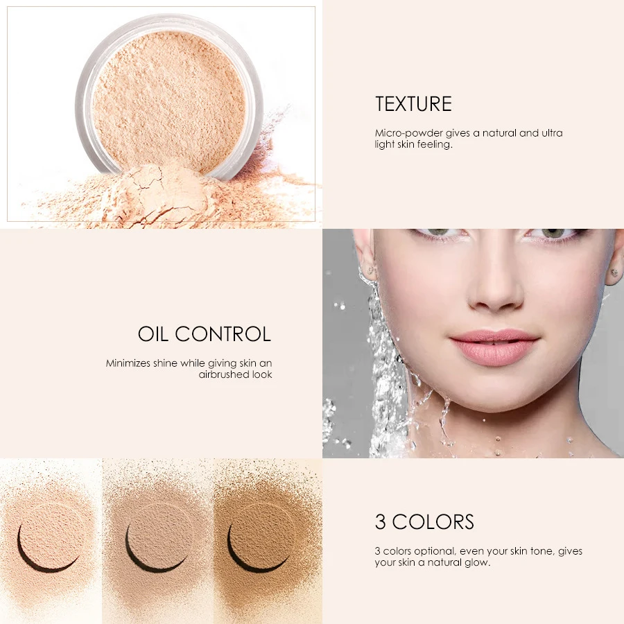 FOCALLURE Makeup Face Powder 3 Colors Makeup Waterproof Loose Cover Powder Skin Finish Oil Control loose powder face powder