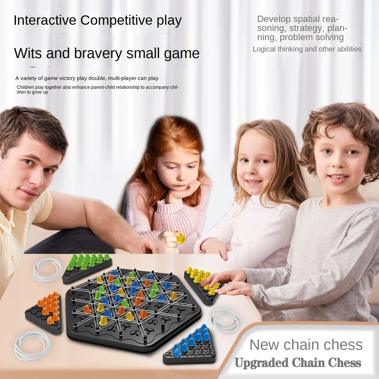 New Chain Triangle Chess Game Triggle Rubber Band Game Educational Interactive Battle Set For Family Party Gift