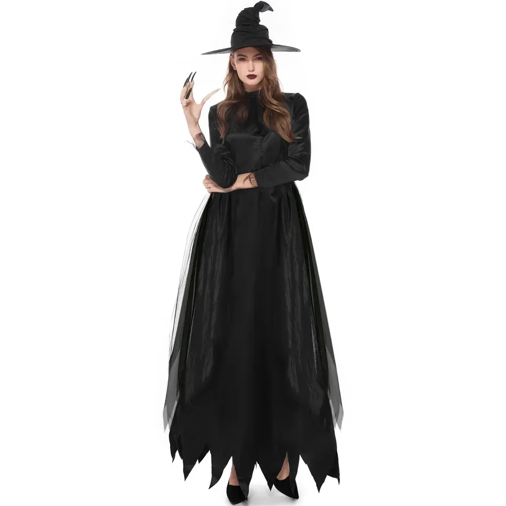 

Halloween Women Wizards Witch Costumes with Pointed Hat Adult Purim Party Mardi Gras Fancy Dress