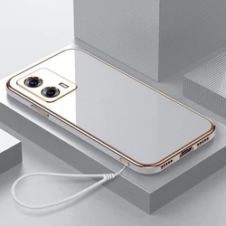 Luxury Square Plating Shockproof Back Phone Case for Moto S50 Neo (Gs6D White)