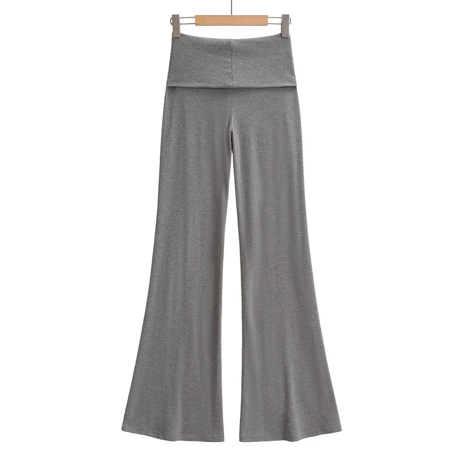 Women Folded Low Waist Cotton Jersey Foldover Pant Soot