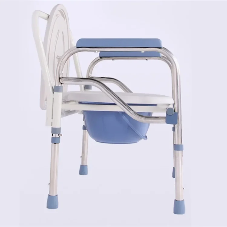 Adult Potty Chair Steel Handicapped Folding Portable Commode Chair Height-adjustable Elderly Commode Chair 4