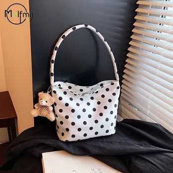 Borsa tote a tracolla Borsa a tracolla a pois con borse a tracolla con ciondolo Borsa singola in tela alla moda da donna per borsa alla moda