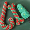 Christmas Dog Toys Braided Cotton Rope Candy Bones Pet Toy for Small Large Dog Bite Resistant Molar Teeth Cleaning Dog Chew Toys 2