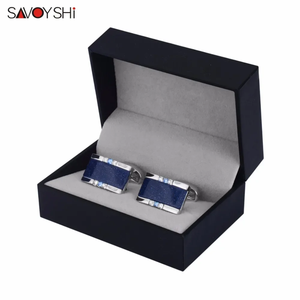 

SAVOYSHI Luxury Blue Star Stone Cufflinks for Mens Shirt Brand Cuff buttons High Quality Square Cuff links Gift Men Jewelry